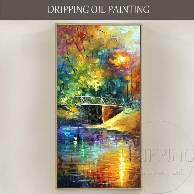 640x640 Vivid Colors Wall Artwork Hand Painted Abstract Palette Knife - Abstract Bridge Painting