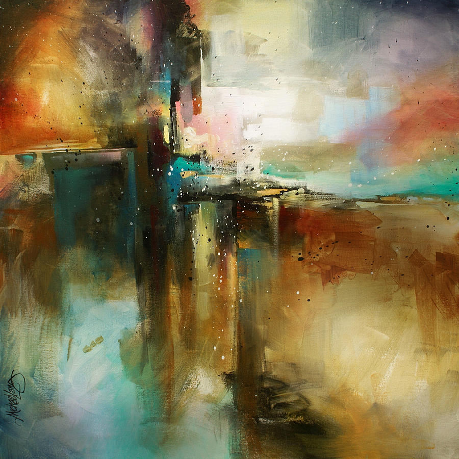 900x900 Bridge To Eternity' Painting By Michael Lang - Abstract Bridge Painting