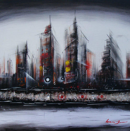 496x500 Handmade Building Oil Painting On Canvas From China Manufacturer - Abstract Building Painting