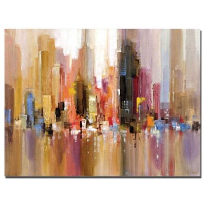 400x400 Pure Handmade Abstract Building Oil Painting On Canvas Living Room - Abstract Building Painting