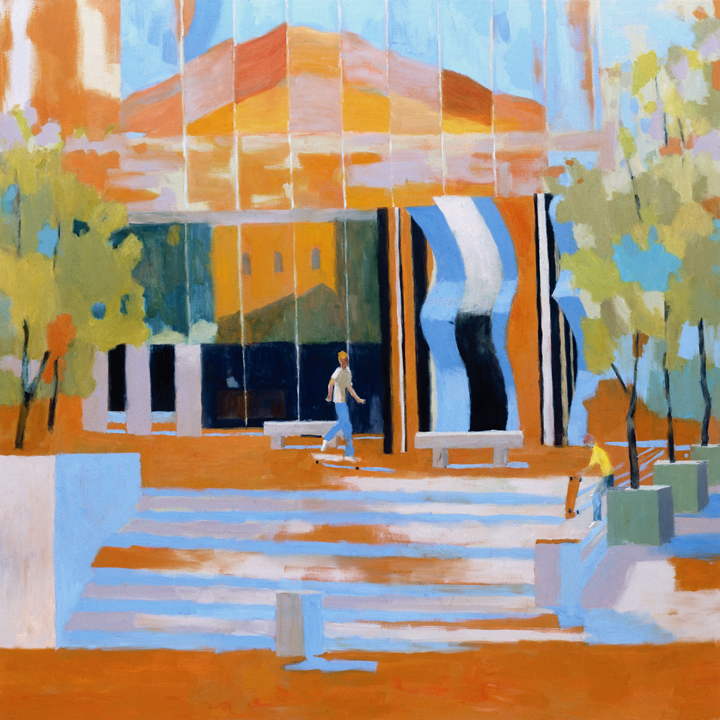 720x720 Abstract Painting Of A Modern Building Giclee Reproduction - Abstract Building Painting