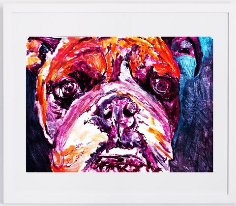 480x419 Bulldog Wall Print, Abstract English Bulldog Art Print, Watercolor - Abstract Bulldog Painting
