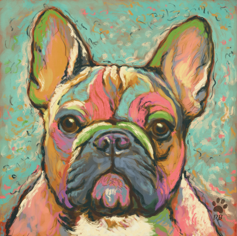 480x479 French Bulldog Abstract Oil Painting Print On Canvas Art - Abstract Bulldog Painting