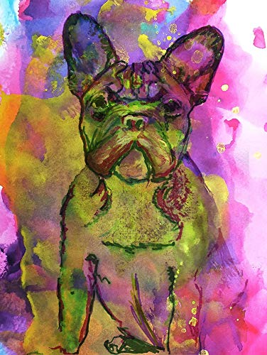 376x500 French Bulldog Colourful Art Print, Frenchie Mum Gift, French - Abstract Bulldog Painting
