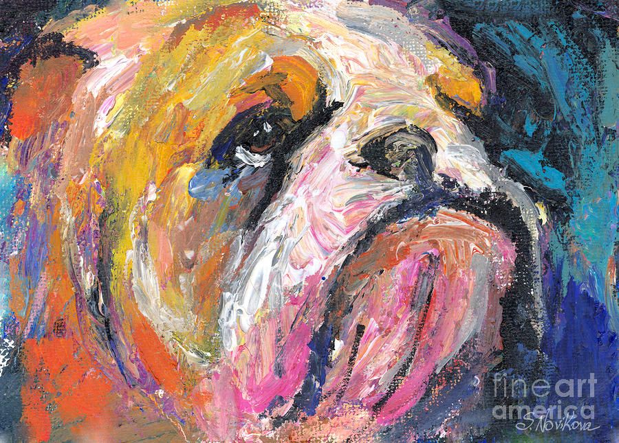 900x645 Impressionistic Bulldog Painting By Svetlana Novikova Art - Abstract Bulldog Painting