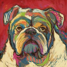 236x235 Bulldog Abstract Wall Oil Painting Print On Canvas Bulldogs - Abstract Bulldog Painting