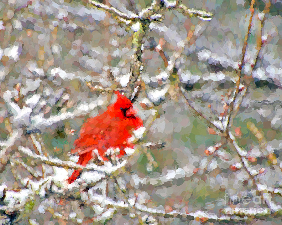 900x719 Abstract Art - Abstract Cardinal Painting