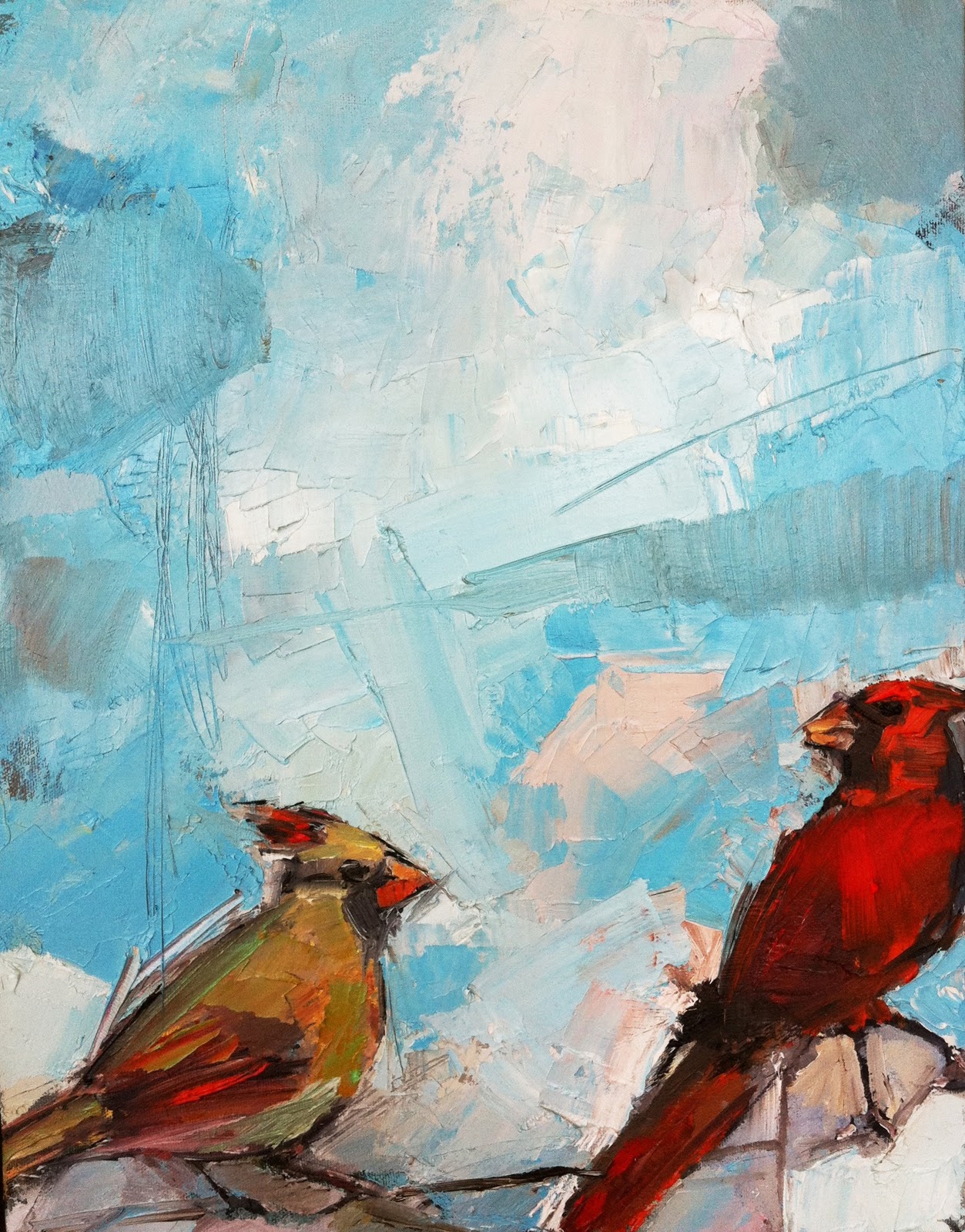 1253x1600 In Claire's Studio - Abstract Cardinal Painting
