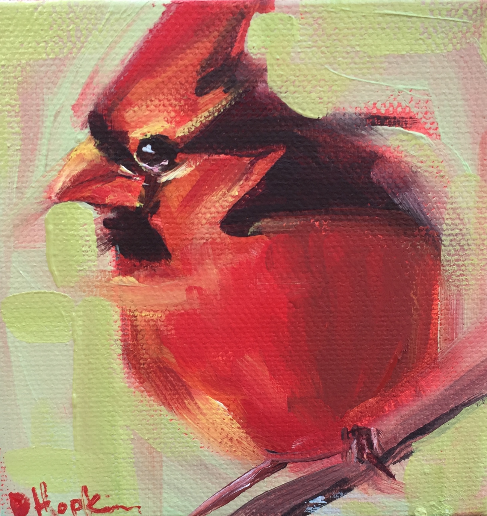 1626x1723 Bird Paintings - Abstract Cardinal Painting