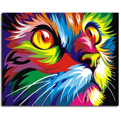 400x400 Paint By Numbers No Blending Abstract Cat's Head - Abstract Cat Painting