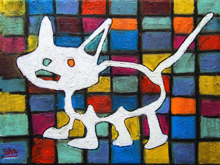 770x577 Saatchi Art Abstract Cat Painting By Gerhardt Isringhaus - Abstract Cat Painting