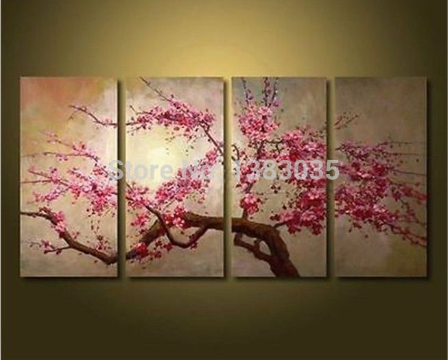 653x525 Hand Painted Large Abstract Modern Cherry Blossom Flowers - Abstract Cherry Blossom Painting