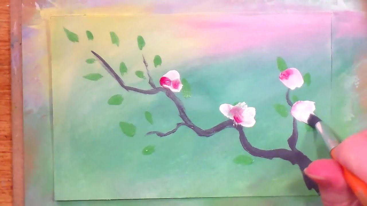 1280x720 How To Paint - Abstract Cherry Blossom Painting
