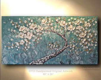 340x270 Texture Cherry Blossom Painting Etsy - Abstract Cherry Blossom Painting