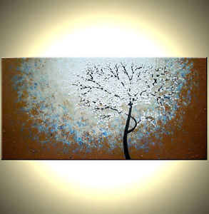 293x300 White Cherry Blossom Tree Painting Original Abstract Impasto - Abstract Cherry Blossom Painting