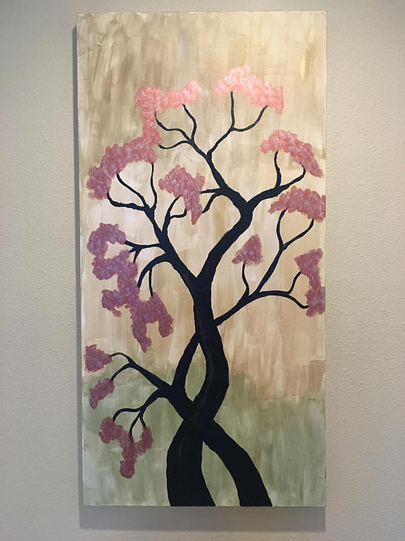 570x760 Asian Abstract Cherry Blossom Painting - Abstract Cherry Blossom Painting