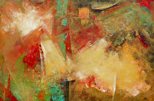 640x423 Elizabeth Chapman Abstract Painting, Year End Special, Adela By - Abstract Christmas Painting