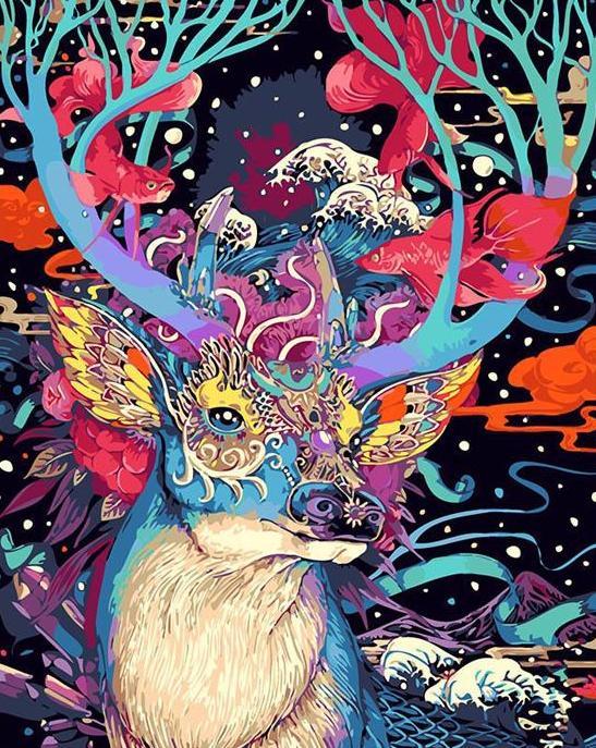 547x687 Abstract Christmas Reindeer - Abstract Christmas Painting