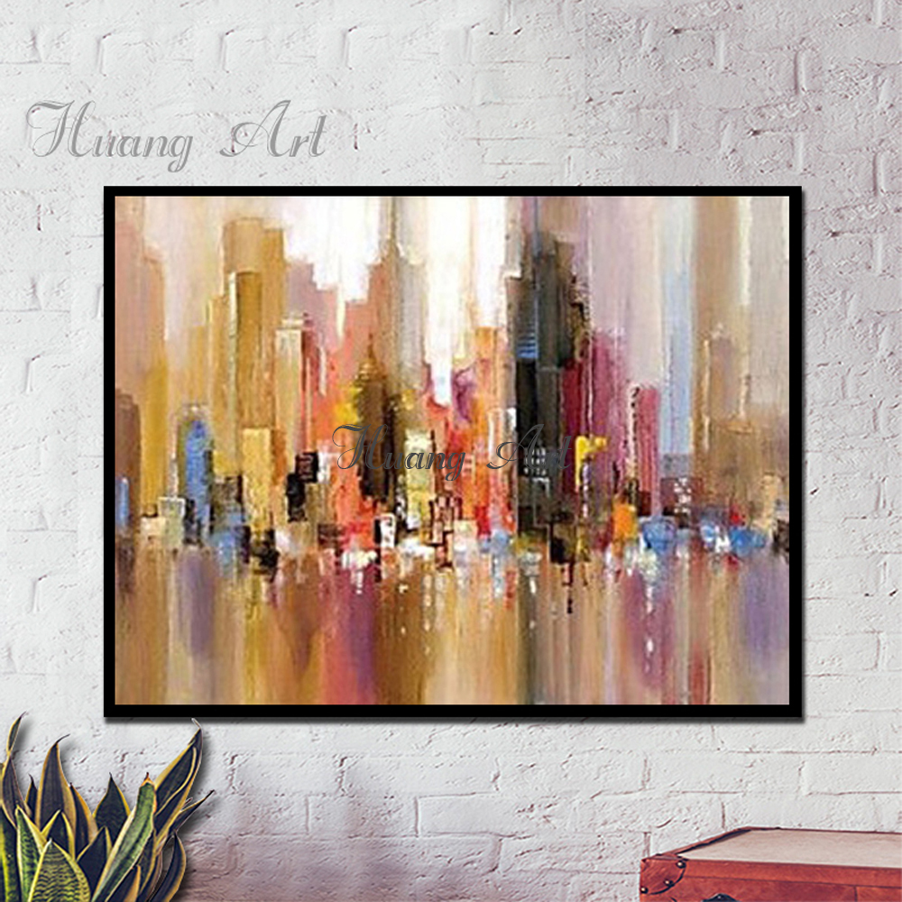 1000x1000 Fashion Colors Modern Abstract Hand Painted Abstract Cityscape Oil - Abstract City Painting
