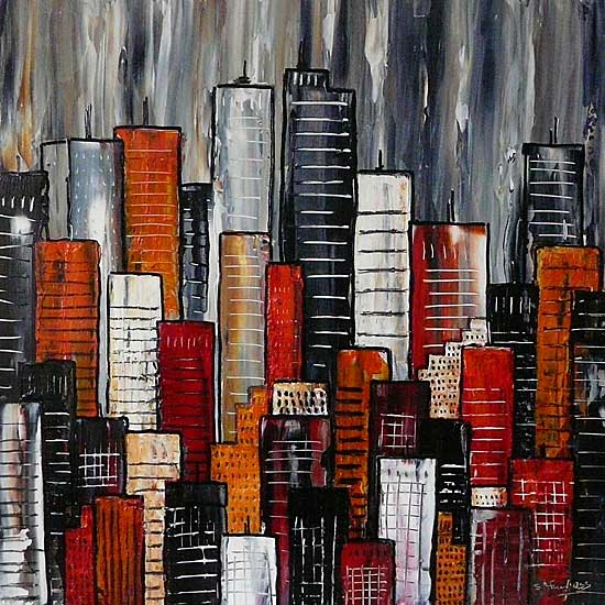 550x550 Abstract City No 15 - Abstract City Painting