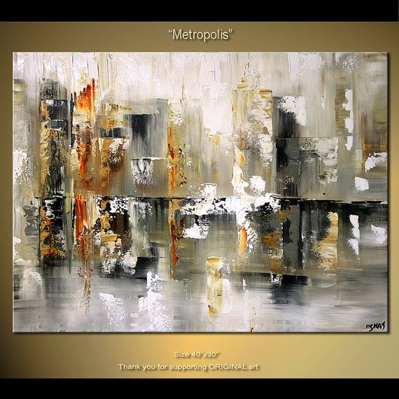 570x570 Original Large Contemporary Abstract Painting Texture Palette - Abstract Cityscape Painting