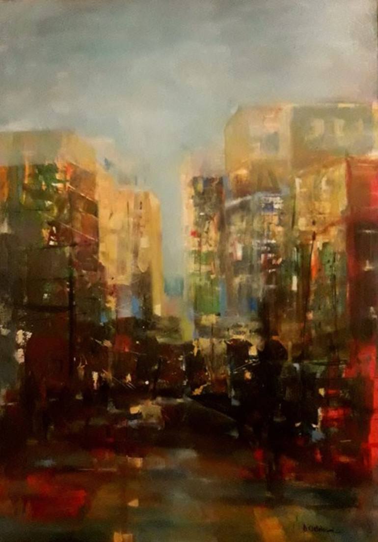 770x1102 Saatchi Art Abstract Cityscape Painting By Dana Ortelecan - Abstract Cityscape Painting