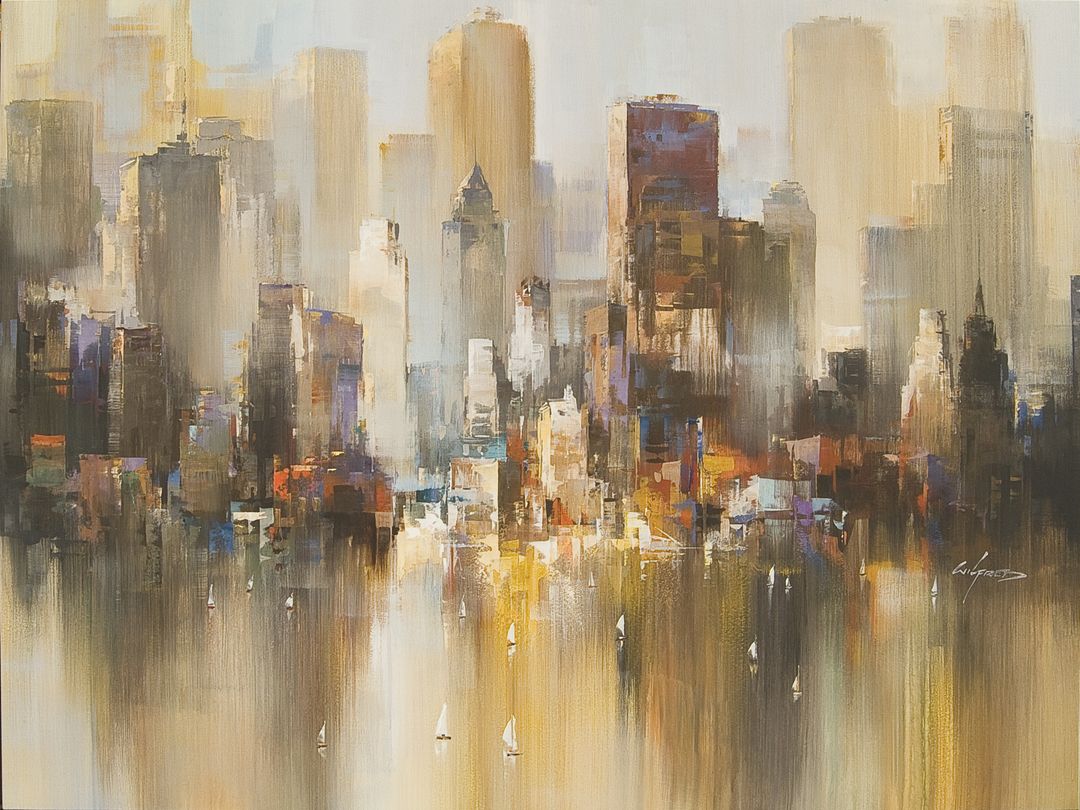 1080x810 Wilfred Lang Abstract Cityscapes Impressionism - Abstract Cityscape Painting