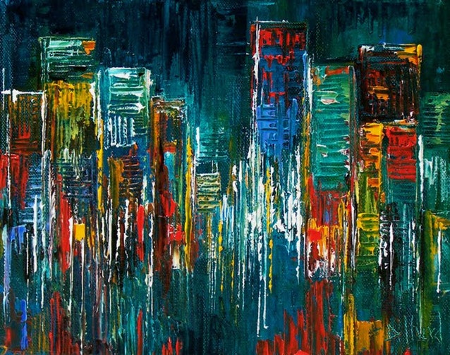 Abstract Cityscape Painting at PaintingValley.com | Explore collection ...