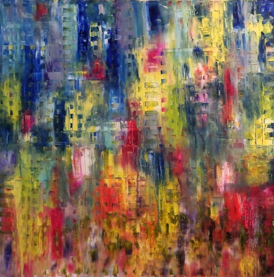 900x910 Abstract Cityscape By Hester Coetzee - Abstract Cityscape Painting