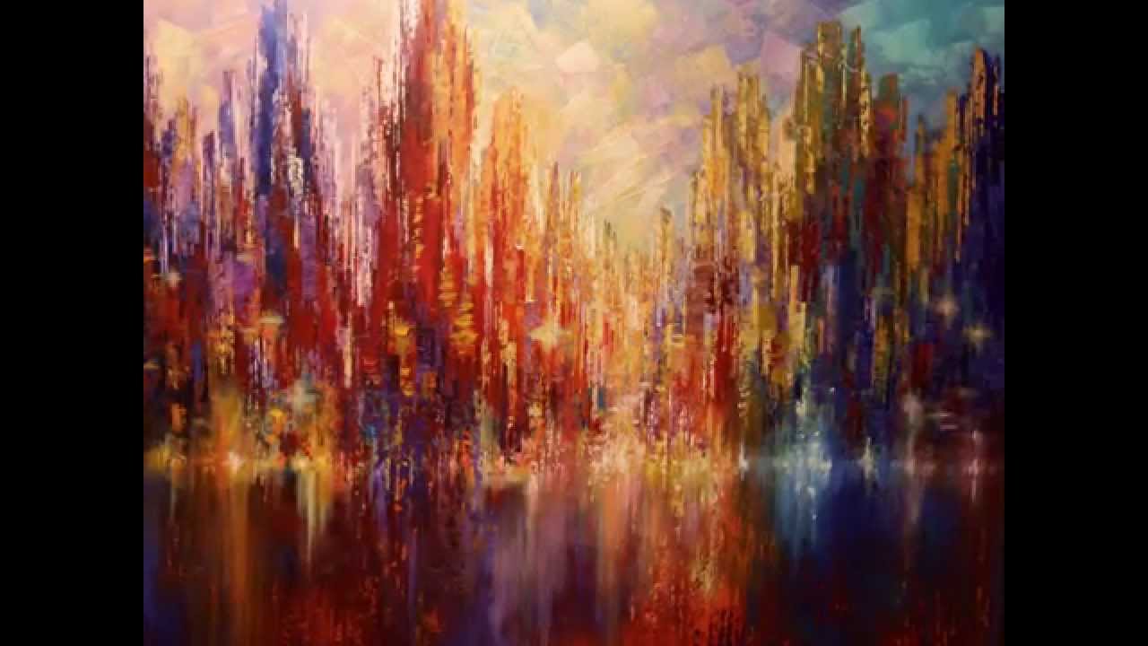 1280x720 Abstract Cityscape Painting Palette Knife Time Lapse By Artist - Abstract Cityscape Painting