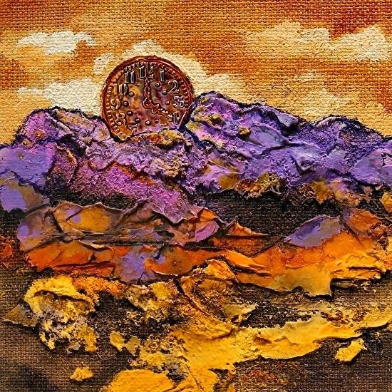 550x550 Carol Nelson Fine Art Blog Abstract Mixed Media Painting 4 O - Abstract Clock Painting