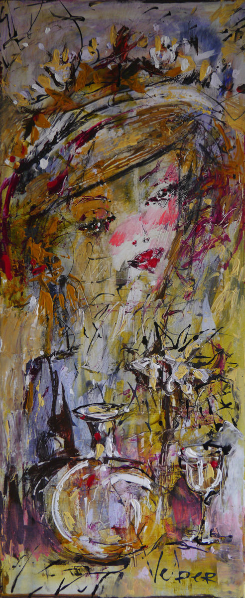 492x1200 Dreamy Girl (Oksana Veber) - Abstract Clock Painting
