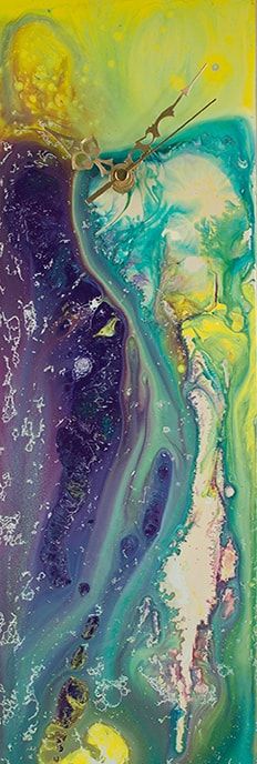 232x688 Large Wedding Gift, Wall Clock, Vibrant Decor, Designer, Wall - Abstract Clock Painting