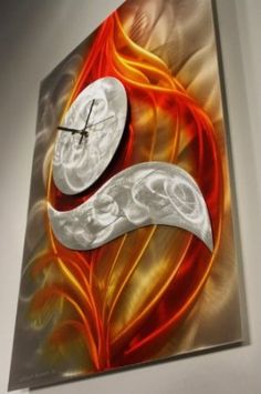 236x355 Metal Wall Art Clock Abstract Modern Decor Sculpture Interior - Abstract Clock Painting