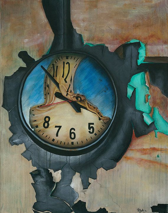 570x720 Molten Clock - Abstract Clock Painting