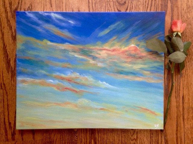 640x480 Evening Sunset Painting. Autumn Sky Art. Abstract Landscape - Abstract Cloud Painting