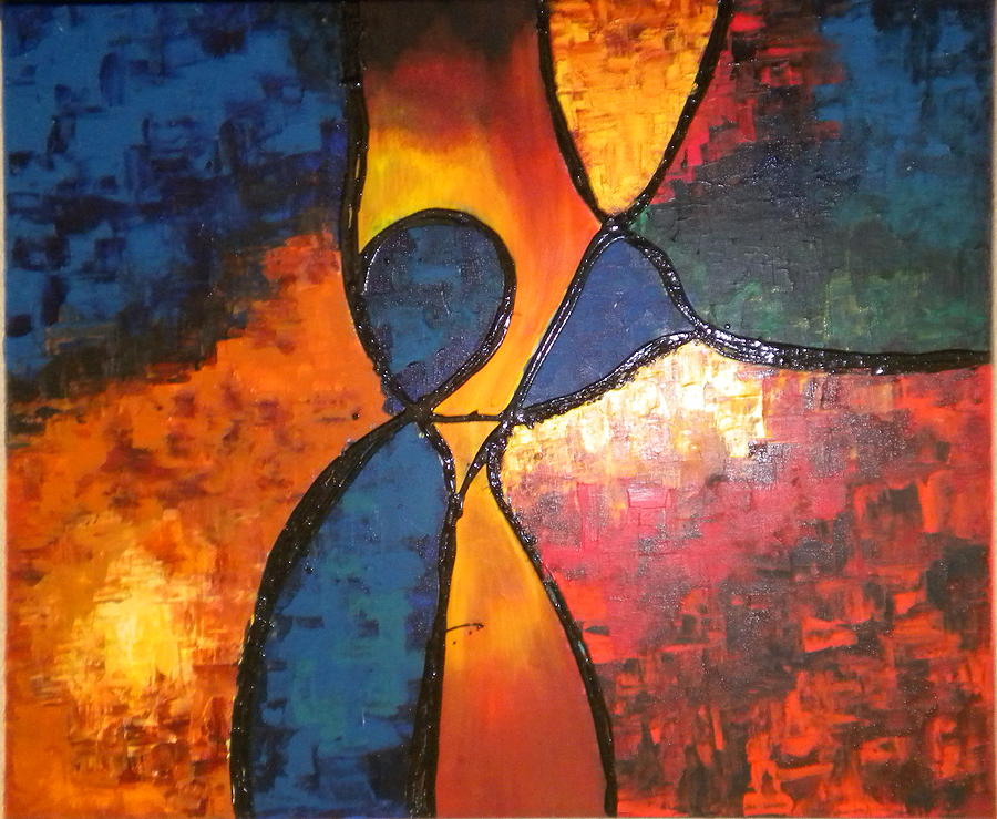 900x739 Dancing Couple Painting By Deepali Gosain - Abstract Couple Painting