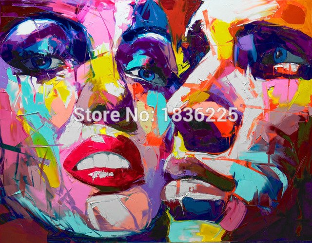 640x499 Handpainted Modern Abstract Paintings Couple Faces Pictures - Abstract Couple Painting