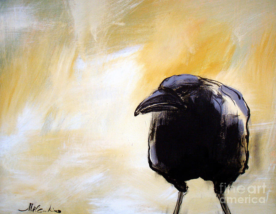 900x698 Old Crow Painting By Milenko Katic - Abstract Crow Painting