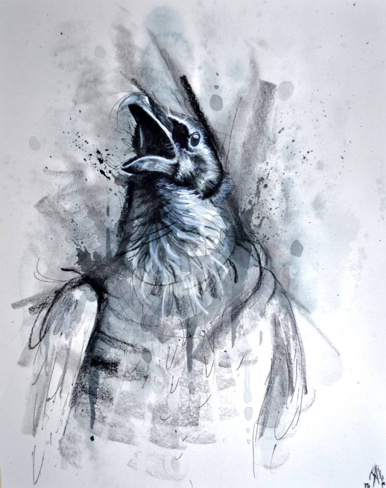 770x973 Saatchi Art Crow Study - Abstract Crow Painting