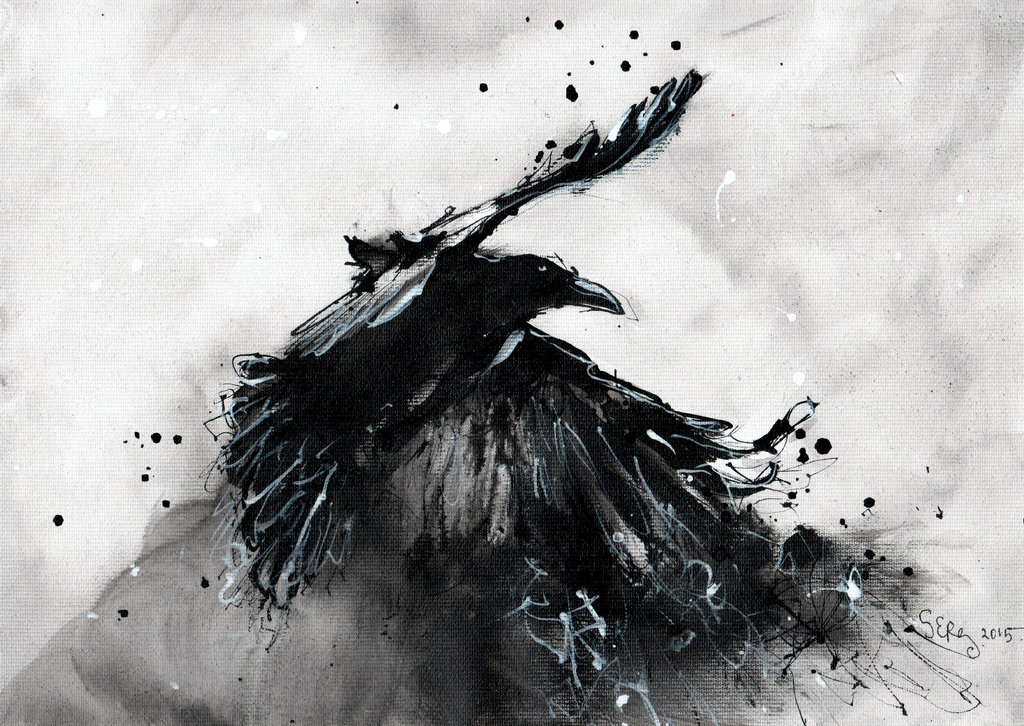 1024x726 Abstract Raven - Abstract Crow Painting