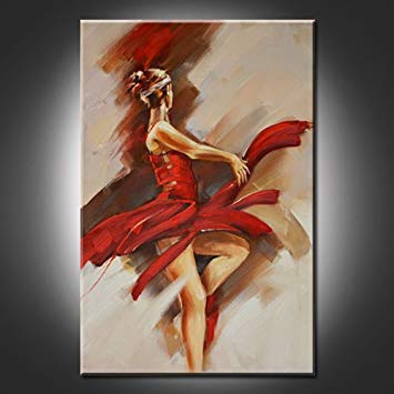 355x355 Dancing Red Girl Abstract Paintings Printed - Abstract Dance Painting