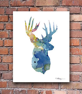 262x300 Deer Abstract Watercolor Painting Whitetail Buck Art Print By - Abstract Deer Painting