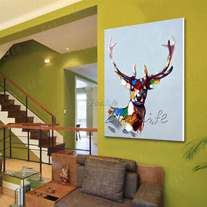 300x300 Hand Painted Animal Oil Painting Modern Wall Art Canvas Abstract - Abstract Deer Painting