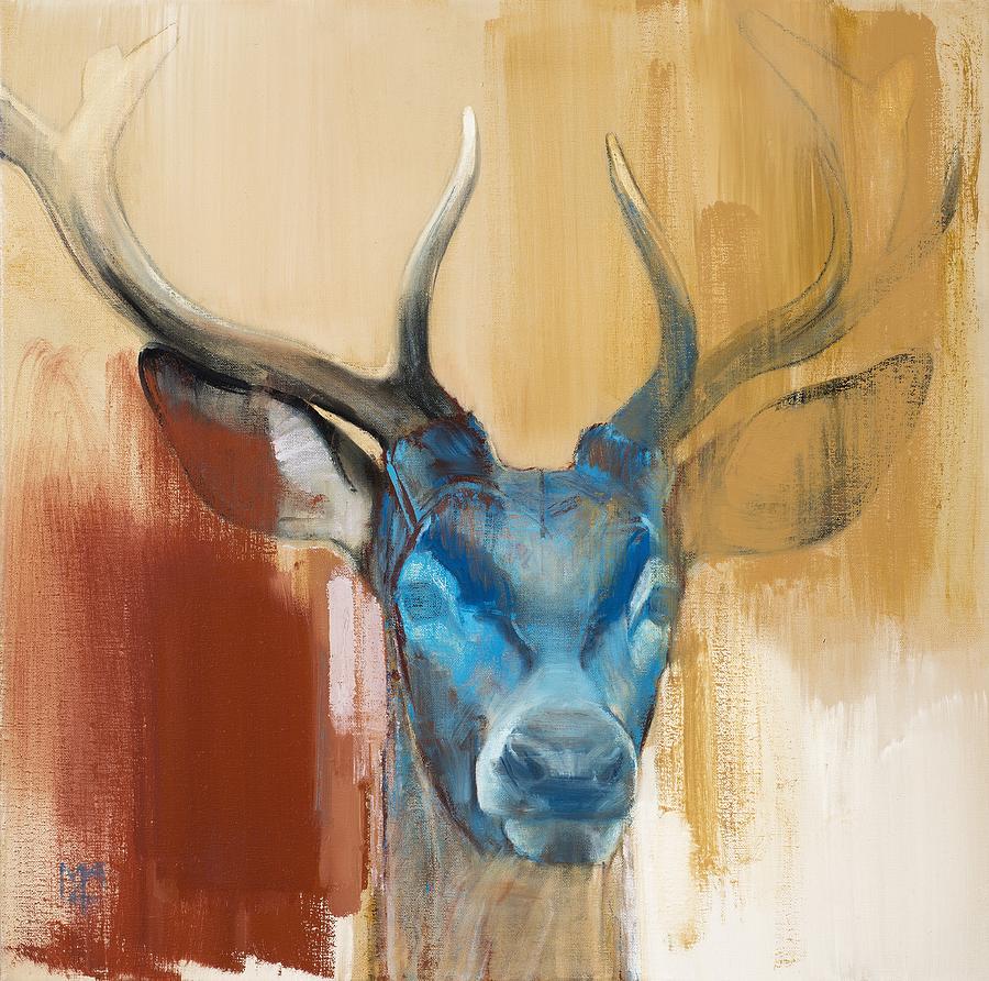 900x892 Mask Painting By Mark Adlington - Abstract Deer Painting