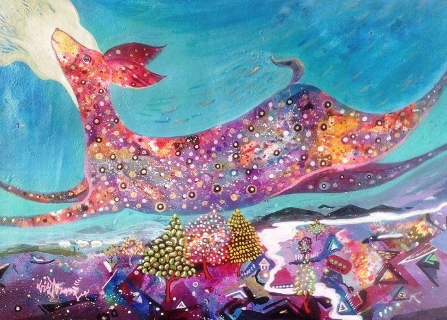 650x465 Mirage Ii - Abstract Deer Painting