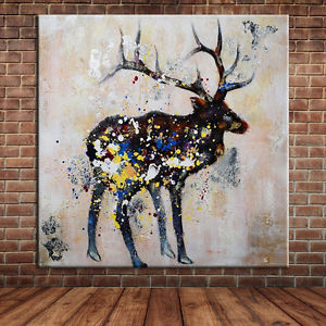 300x300 Unframed Modern Abstract Cartoon Animal Deer Oil Painting Wall - Abstract Deer Painting