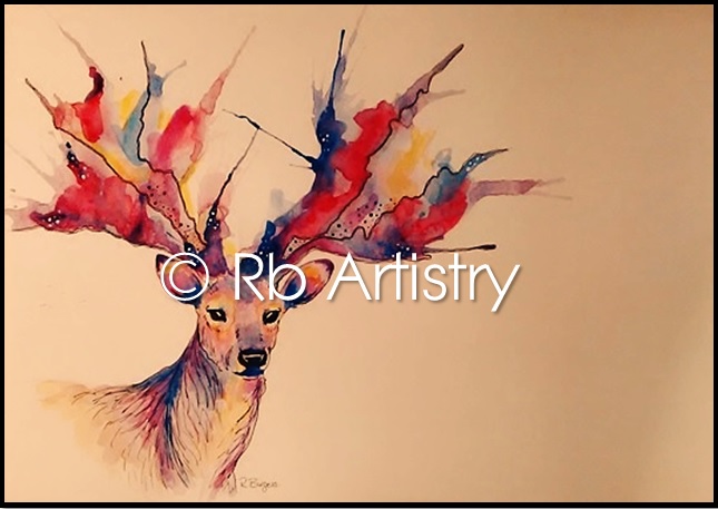 645x457 Abstract Deer By Rosiemayb - Abstract Deer Painting