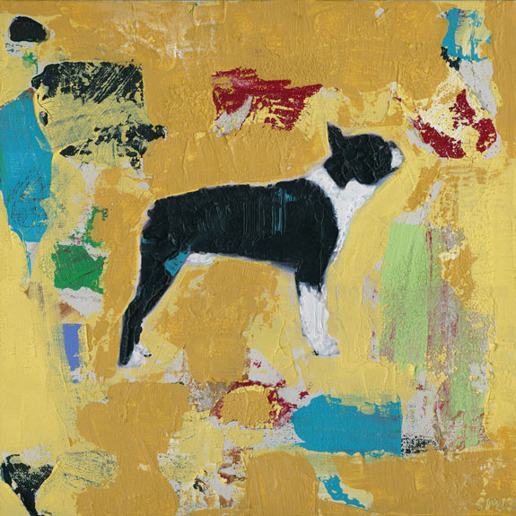 575x575 Boston Terrier Abstract Art Painting Print Modern Dog - Abstract Dog Painting