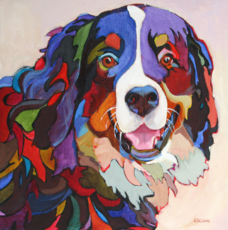 321x324 Daily Painters Abstract Gallery Contemporary Dog Painting, Say - Abstract Dog Painting